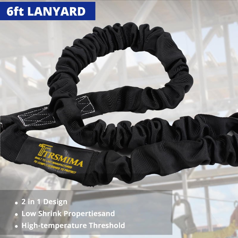 TT TRSMIMA TRSMIMA Safety Harness Fall Protection - Men Construction Full Body Harness Kit for Work with Shock Absorbing Lanyard Tongue Buckle OSHA/ANSI - Image 5